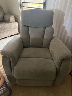 Grey/silver material recliner rocker