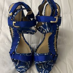Royal Blue platform Heels paisley print