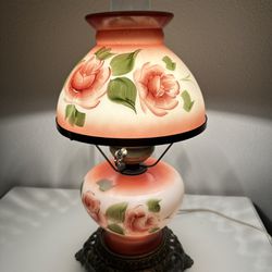 Vintage Painted Hurricane Table Lamp 