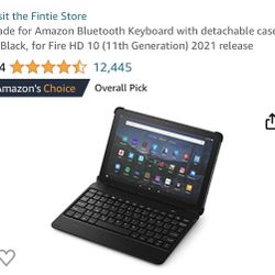 Amazon Bluetooth Keyboard with detachable case in Black, for Fire HD 10 (11th Generation)
