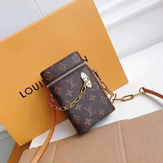 LV LV Unisex Phone Box Bag in Monogram Coated Canvas-Brown in 2023