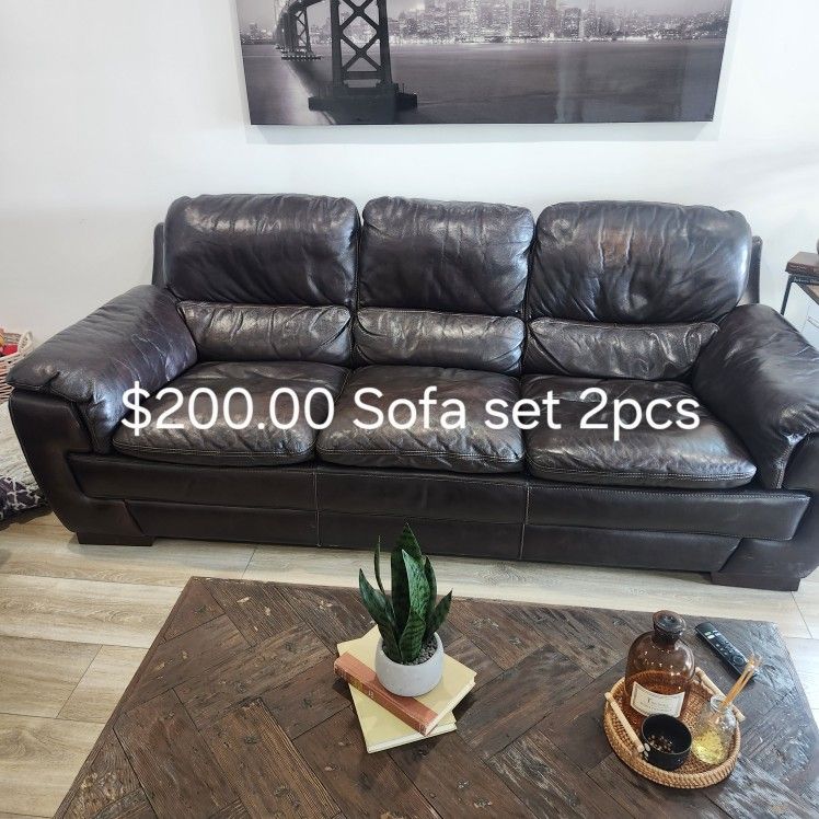 Leather Sofa Set.