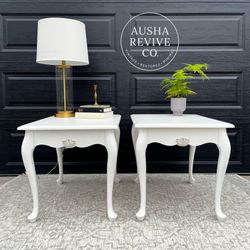 Elegant Refinished Side Tables – Hollywood Regency Style (Pair)