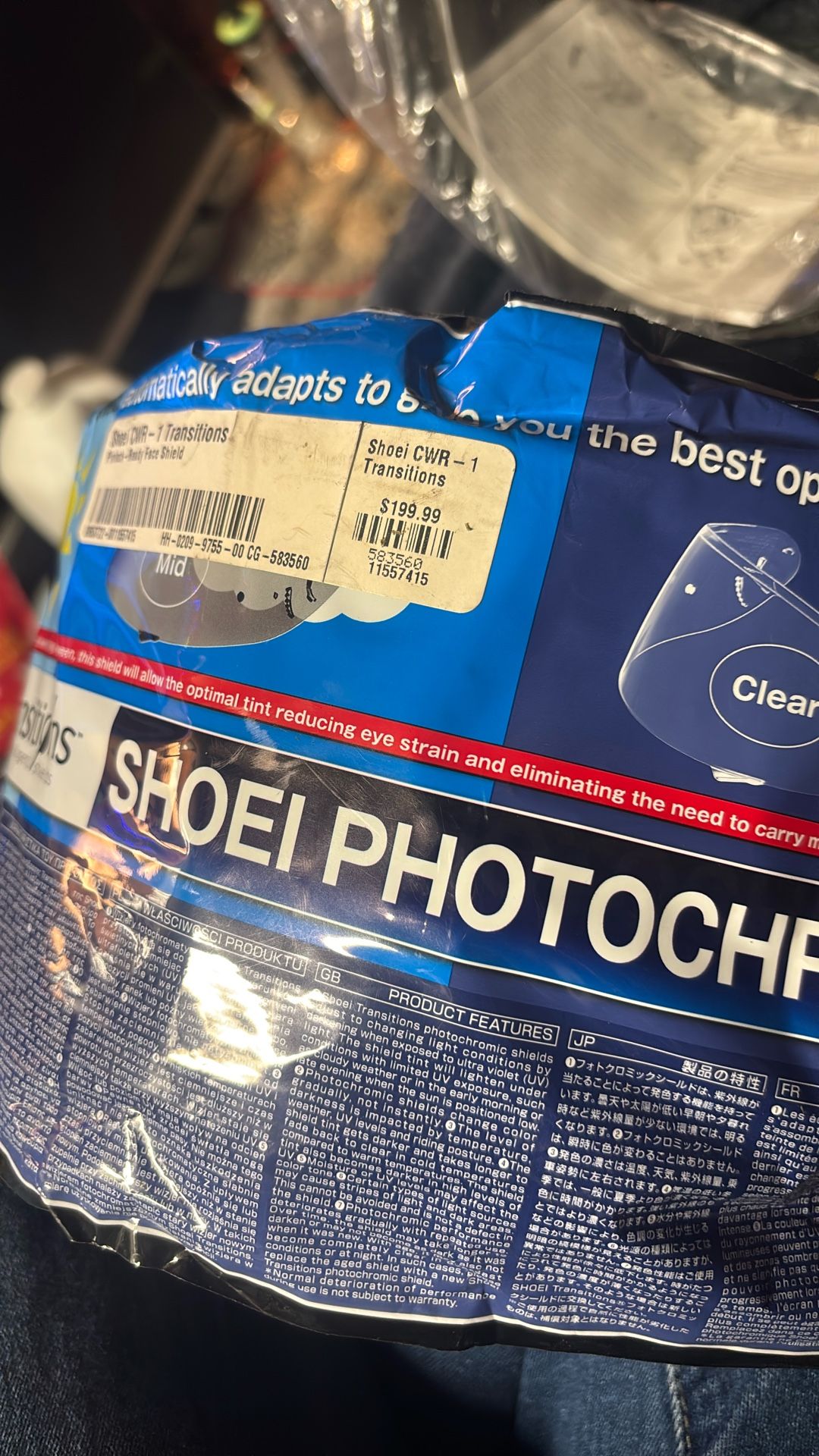 SHOEI CWR-1 Transitions Photochromic Shield