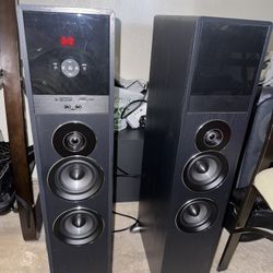 Rockville TM80B Powered Home Theater Tower Speaker System, Black, 800W, 8" Subwoofers, Bluetooth