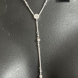Givenchy 4 Drop Crystal Silver Necklace 