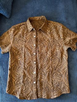 Men's Short Sleeve Paisley Button-Up Shirt