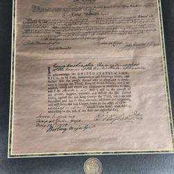 ANTIQUE NRA FRAMED CONSTITUTION,BILL OF RIGHTS