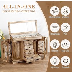 Jewelry Box for Women Girls, Rustic Wooden (pick up by Morton College)