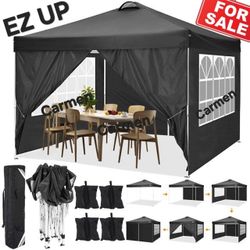 10x10 Pop Up Canopy Tent with 4 Removable Sidewalls, Waterproof Commercial Easy Adjustable Gazebo Tent with , 4 Sandbags, Stakes & Ropes


