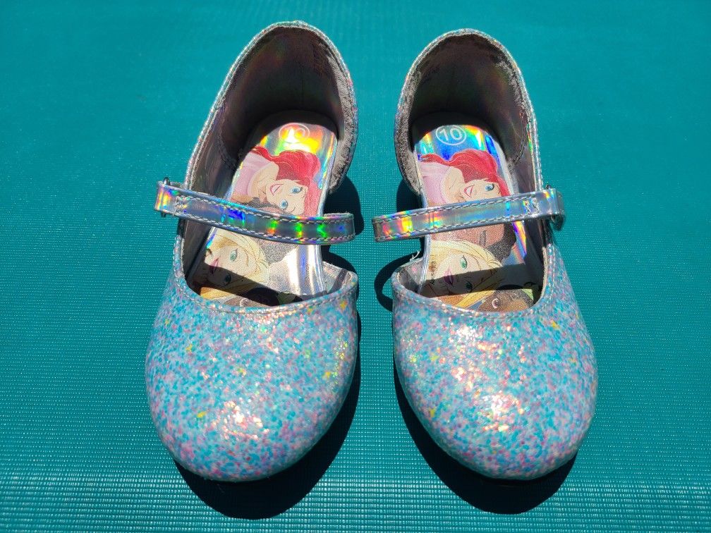 Disney Princess Glitter Shimmery Silver High Heel Shoes Sz 10 Toddler