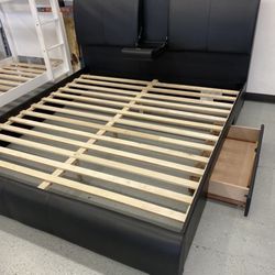 Bed Mattress Frame Wood Storage Drawer