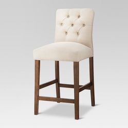 Brookline Tufted 25" Counter Stool - Chestnut Wood Finish