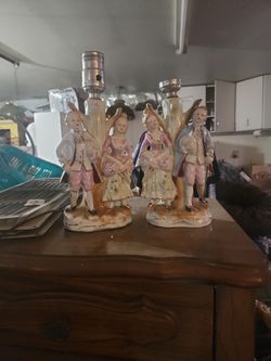Victorian Man And Woman  Lamps