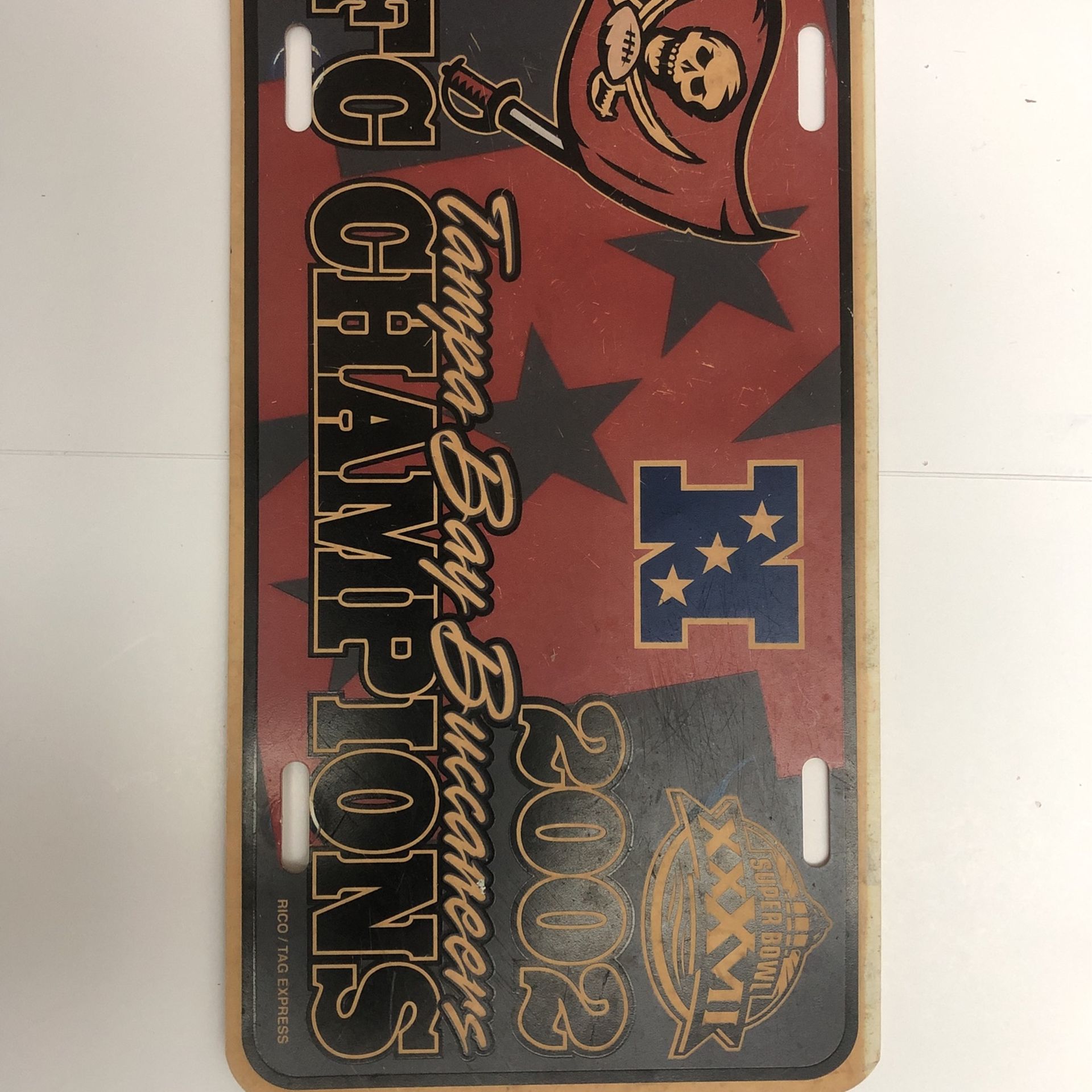 Tampa bay buccaneers super bowl xxxvii nfc champions plastic license