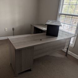 L shaped grey home office desk