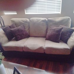 Living Room Couches Two Lamps And Three Coffee Tables