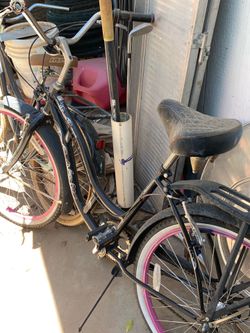Pink black white and silver beach bike cruiser bicycle