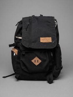 JanSport Black Backpack with Leather Accents