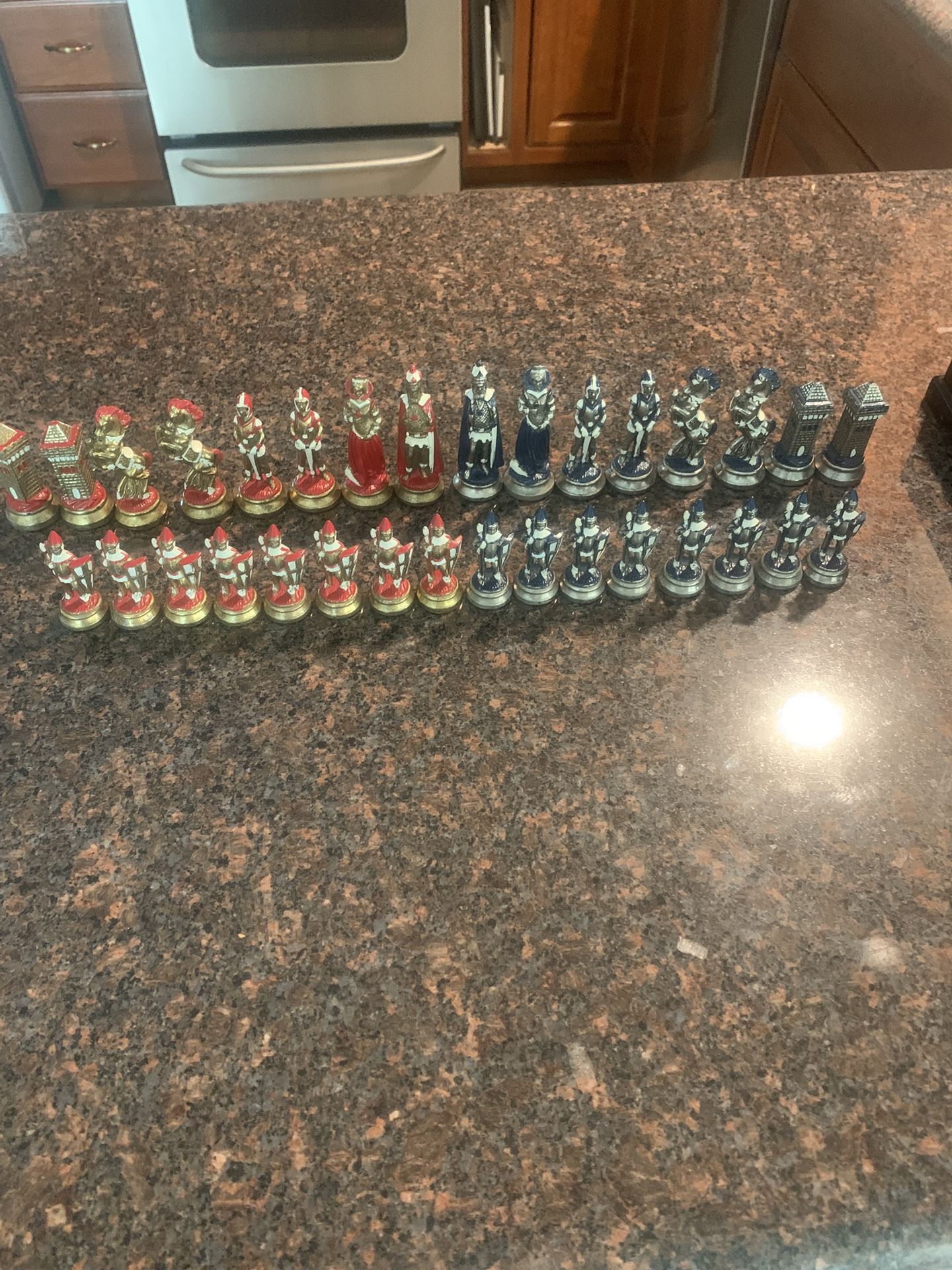 32 Mary Stuart Of Scots Theme Hand Painted Heavy Metal Chess Pieces Made In Italy
