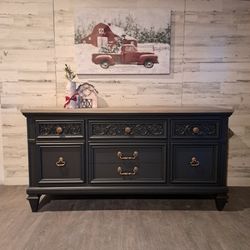 Refinished Walnut Wood Buffet/Tv Stand 