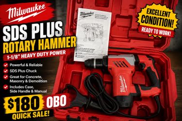 Milwaukee 1-1/8” SDS Plus Rotary Hammer Drill w/ Case – $180 OBO