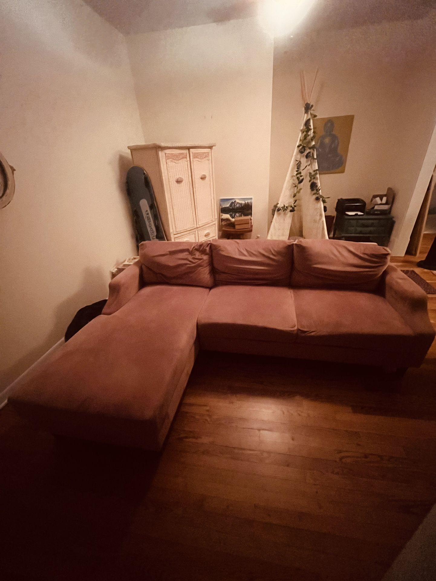 Coral Couch With Chase Lounge