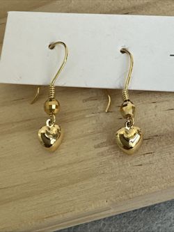 Authentic 18K YG Heart Dangling Earrings