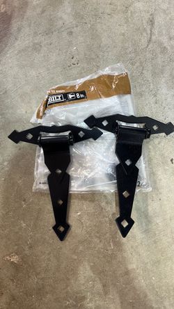 Everbilt 8-Inch Decorative Tee Hinges Black 2-Pack