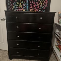 Black Pine Wood Dresser and Night Stand