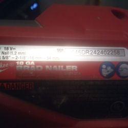Milwaukee Brad Nailer 18ga  18v