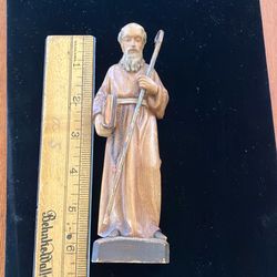 Vintage German Wood Carved Saint Statue