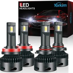 Yorkim 9005 H11 LED Headlight Bulbs combo, 9005/HB3 High Beam LED Headlights H11/H9 Low Beam LED Headlights 16000LM LED Headlight Bulbs CANBUS with 