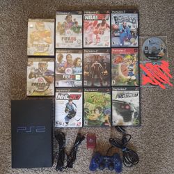 PS2 Console Bundle + 22 Games, PRE-OWNED