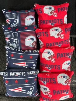 NEW ENGLAND PATRIOTS CORN HOLE BEAN BAGS 8 PLASTIC FILLED WATERPROOF ALL WEATHER