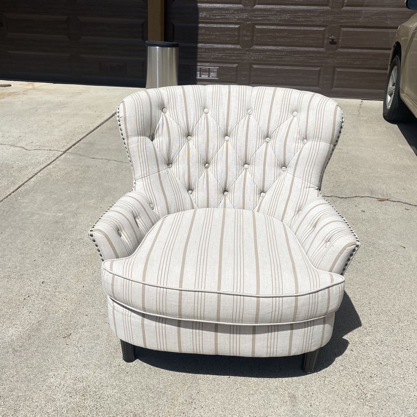Pier one imports Eliza lounge chair Cream Colored With Brown Stripes for Sale in San Diego CA OfferUp