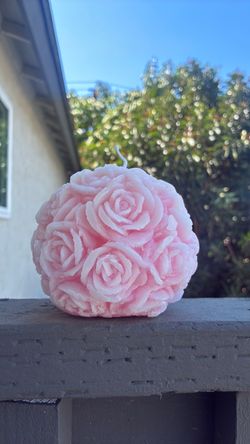 Pink Roses Floral Flower Candle Made in Poland Never Burned