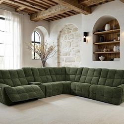 Brand New Jade Green  Chenille Power Reclining Sectional Sofa