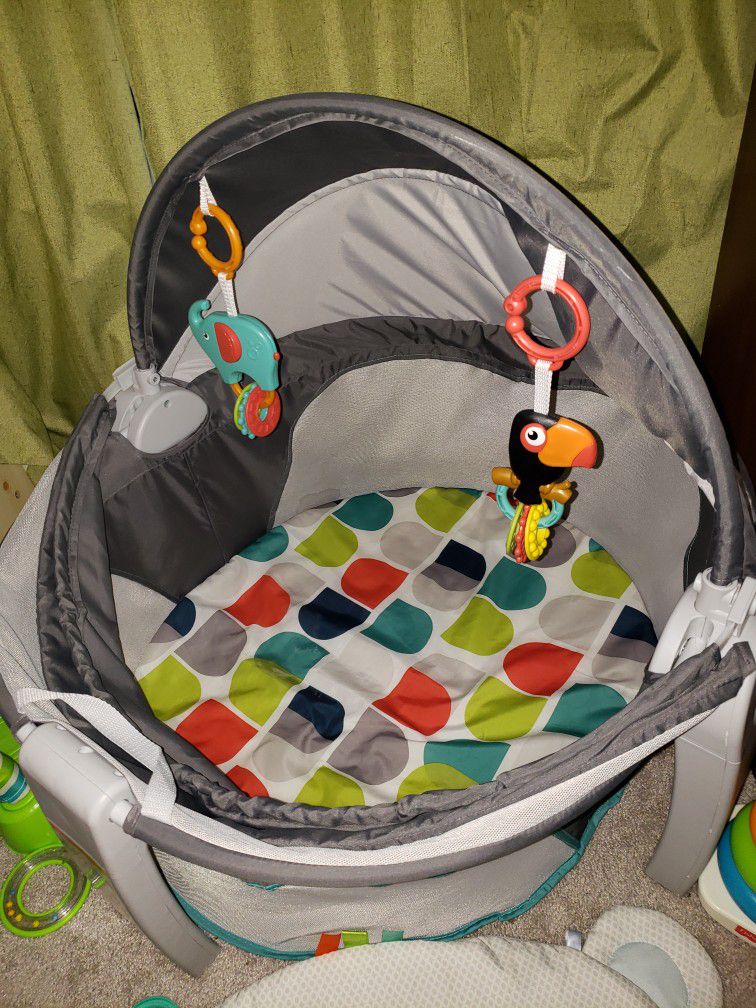 Baby Bundle includes Baby Playpen, Booster Seat, & 2 Loungers Bundle