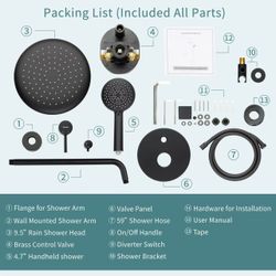 Casta Diva Rain Shower System — Black Luxury