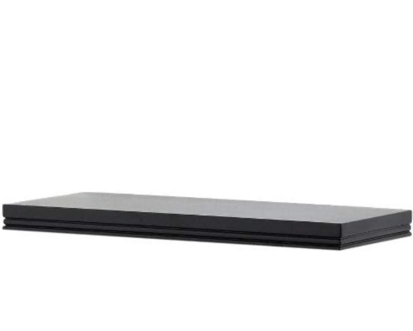 Wall mounted floating shelf black size 36 in W x 8 in D x 1.25 in H. New in box