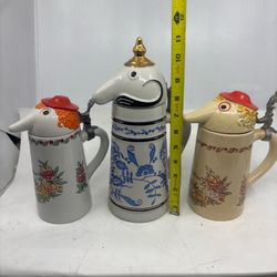 Lot of 3 Webco Schultz & Dooley German theme Lidded Beer Stein Made In Germany