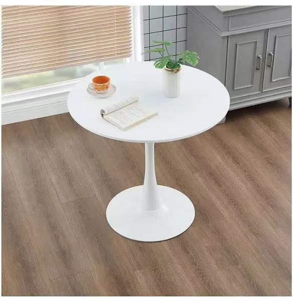 Lowry White Wood Round Column Dining Table
