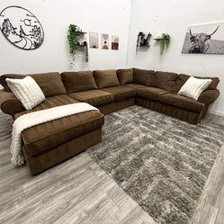 Brown Sectional Couch - Free Delivery 