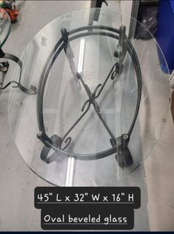 Vintage wrought iron table & beveled glass top