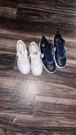 Air Forces white and green blue nike shoes