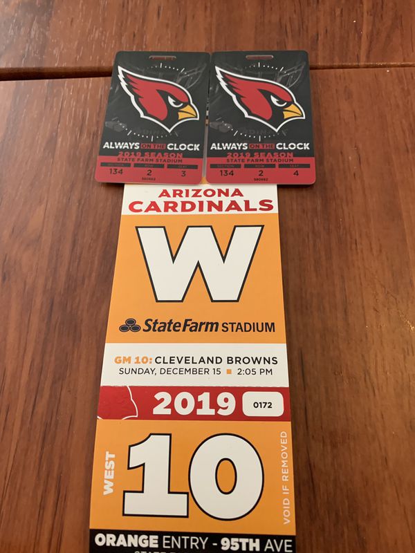 2 tickets lowers row 2 Browns Cardinals with Orange Parking for Sale in Phoenix, AZ - OfferUp