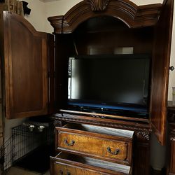 2pc Armoire Dark hazelnut Finish