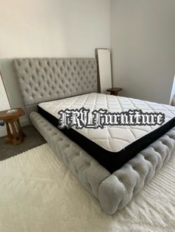 New queen bed frame with mattress