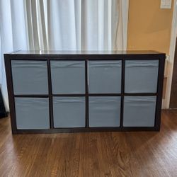 Room Divider Shelf With Storage Bins 